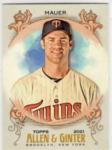 2021 Topps Allen & Ginter Baseball Joe Mauer No. 132 Minnesota Twins - Bild 1 von 2