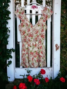 Pins And Needles Womens Small White Romper With Pink Floral Design Made in USA - Picture 1 of 5