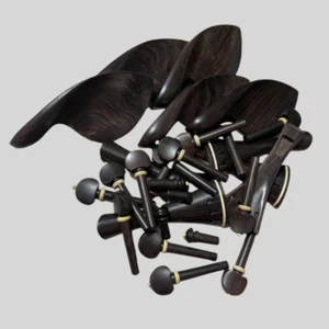 5set Natural Ebony Wood Violin Parts Set 4/4 Tailpiece Endpin Peg Chinrest - Picture 1 of 7