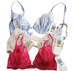 SB0102 Jezebel NEW 10345 Tiara 3 Boned Silver Embroidered Lace Mesh UW Demi Bras - Picture 1 of 19