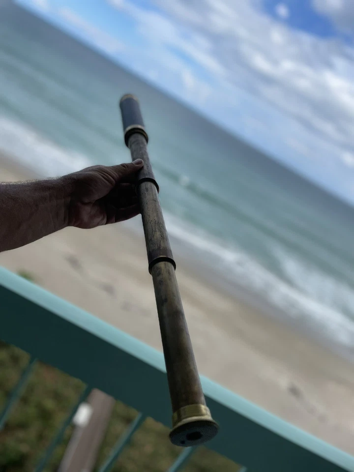 Старинные морские кожаные позолоченные монокуляры из подзорной трубы австрийские немецкие большие - Изображение 1 из 4