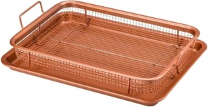 COPPER CRISPER TRAY NON STICK RAISED OVEN BAKING BASKET HEALTHY HOME COOKING - Foto 1 di 9