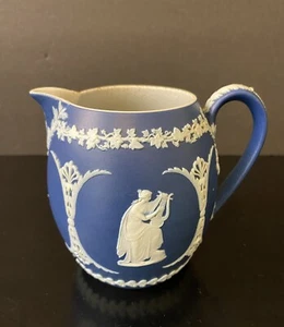 Antique Wedgwood Jasperware Cobalt Blue Pitcher Creamer Jug 3 7/8” - Picture 1 of 9