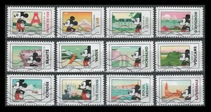 Francia 5458-5469 Mickey Mouse y vistas de Francia - Emitido 2018 (12 estampillas usadas) - Imagen 1 de 1