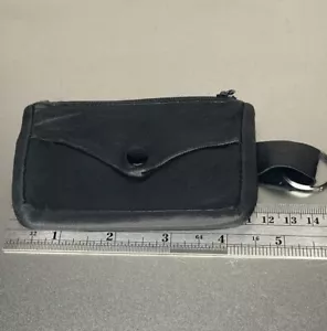 Vintage Kleingeldetui Ausweisetasche Schlüsseletui schwarz Reißverschluss Druckknopf Werbung Werbeartikel - Bild 1 von 5