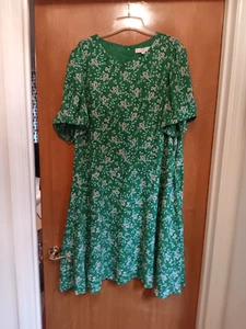 Green Buttercup LOFT Dress Lined Puff Sleeve Flounce Dress 24 Plus NWT New Zip - Picture 1 of 18