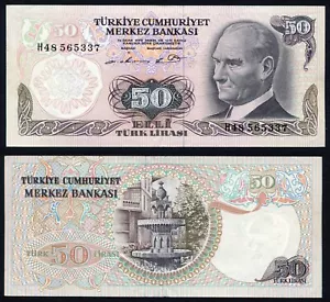 Turkey 50 lira 1976 President Kemal Ataturk P188a(1) Serial NOT UV UNC - Picture 1 of 3