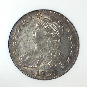 1824/1 Capped Bust Silver Half Dollar Overton 101a ANACS AU58 1ST Gen. Holder! - Picture 1 of 9