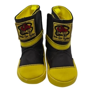 Trimfoot Little Fire Fighter Black Yellow Boots Baby Sz 2 - Picture 1 of 7