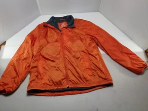 LL Bean Mens L Orange Lightweight Fleece Lined Full Zip Nylon Jacket 281281 - Picture 1 of 14