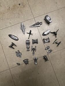 Lot Of Vintage Small Star Wars Micro Machines Pewter color. (18) No Stands. Used