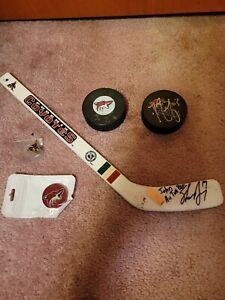 NHL Arizona Coyotes Memorabilia Set. Doan, Ribeiro Signed Pucks. Pin, Mini Stick
