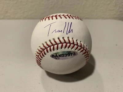 Cubierta superior de béisbol firmada por Travis Hafner Foto 1 de 4