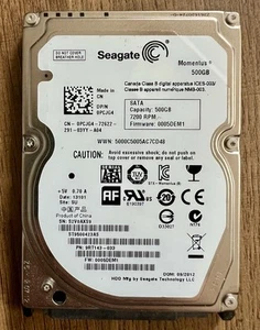 Seagate 500GB Hard Drive 16MB SATA HDD 3G 7200RPM ST9500423AS 0PCJG4 9RT143-033 - Afbeelding 1 van 1