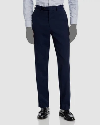 Bloomingdale's Men's Blue Regular-Fit Solid Wool-Blend Dress Pants Size 38R - Image 1 of 3