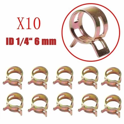 Spring Clips ID 1/4" 6 mm Vacuum Fuel Oil Hose Line Band Clamp Metal Color - Image 1 of 4