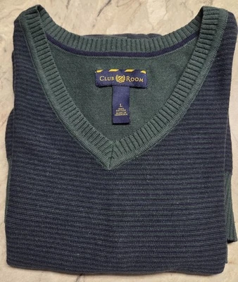 Club Room Douglas Fir Green 100% Cotton Sweater Vest Men’s Large * New * Rtl $49 - Image 1 of 4