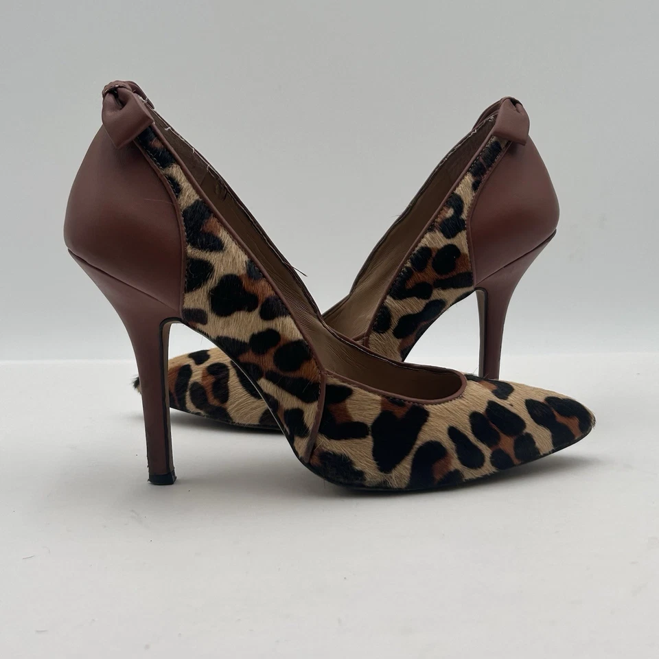 Jessica Simpson Cabello de becerro estampado marrón y leopardo, tacones, punta puntiaguda 7B EE. UU./37 UE Foto 1 de 4