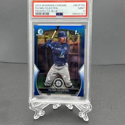 2023 Bowman Chrome Blue Felnin Celesten 1st ROOKIE 30/150 PSA 9 Mint - Image 1 of 2