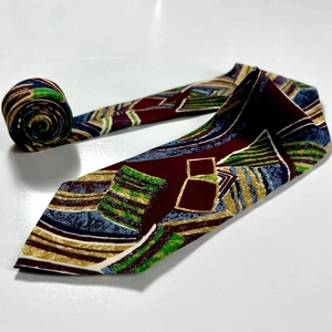 Pierre Balmain Vintage Men's Tie Blue Red 100% Silk Hand Made In Italy Necktie - Picture 1 of 8