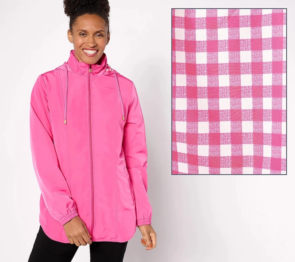 Cortavientos Susan Graver Talla XXS con Capucha y Forro Estampado A633388 ROSA Foto 1 de 1