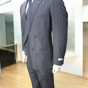 Abito Uomo Grigio Azzurro Slim Doppio Petto Pura Seta Drop 7 Estate Facis Luxury - Imagen 1 de 11