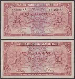 Belgium, 5 Francs, 1943, VF+++, P-121 - Picture 1 of 1