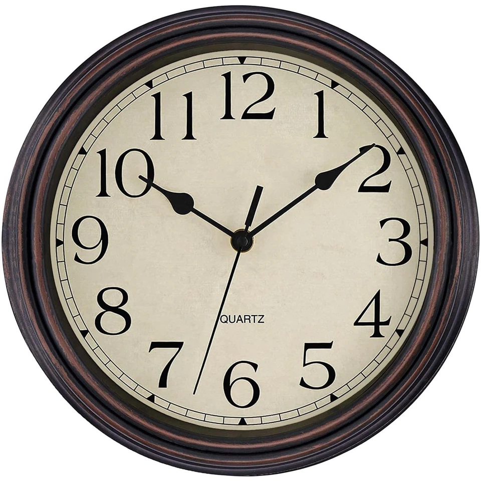 Foxtop 12 Inch Silent Non-ticking Wall Clock Battery Operated Vintage Style