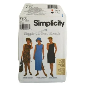Simplicity 7958 Misses Dress Hat Bag Sewing Pattern Sz 18-22 Uncut Notched Neck - Picture 1 of 8