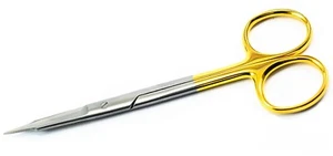 Goldman Fox Scissors straight TC tip 13 cm Dental surgical Micro shears gold - Picture 1 of 5