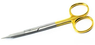 Goldman Fox Scissors straight TC tip 13 cm Dental surgical Micro shears gold  - Image 1 of 4