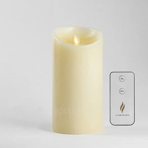 Luminara Flameless Pillar Wax Scented Candles with Remote Moving Wick Ivory 7" - Picture 1 of 8