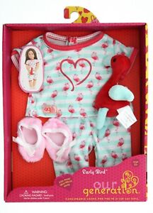 Our Generation Doll Outfit Early Bird Pajamas for 18" Dolls, 4 Pc Set Ages 3+