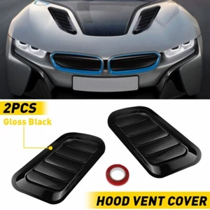 Universal Car Black Decorative Air Flow Intake Hood Vent Scoop Bonnet Cover 2x - Picture 1 of 10