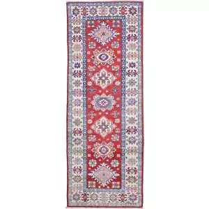Alfombra hecha a mano diseño tribal kazajo anudada a mano 100 % lana hecha a mano 2,1 X 5,5 Cwral-10626 - Imagen 1 de 10