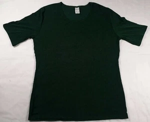 Miss California Dark Green Polyester Blouse Short Sleeve Made in USA Size X Larg - Picture 1 of 7