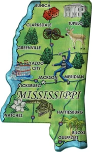Mississippi - Acryl State Map Kühlschrankmagnet - Bild 1 von 1
