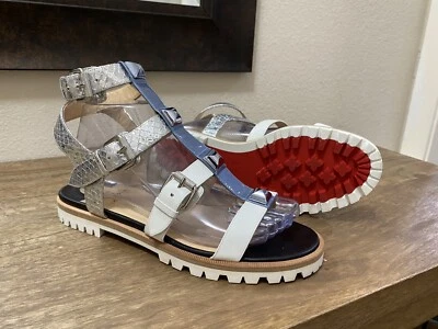 Christian Louboutin Rocknbuckle Gladiador Sandalias Metálicas EUR Talla 38 EE. UU. Talla 7,5 Foto 1 de 4