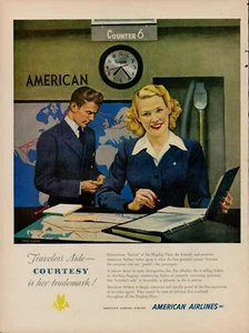 1949 Airways American Airlines 40s Vintage Print Ad Flight Attendants Counter - Picture 1 of 9