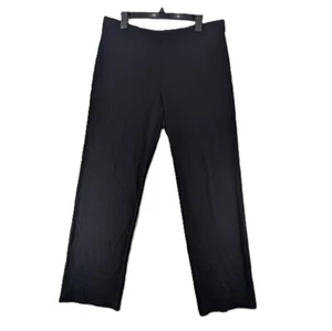 Eileen Fisher Pantalone Donna Pull-On Nero Elasticizzato Maglia Dritto Ponte Taglia Large - Foto 1 di 6