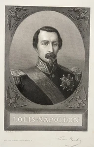 LOUIS NAPOLEON BONAPARTE Portrait GRAVUR Morel 19. Jh. - Bild 1 von 2