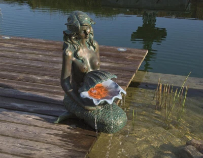 Ubbink AcquaArte Oslo Meerjungfrau Gartenbrunnen Bronze-Optik LED Springbrunnen - Bild 1 von 3