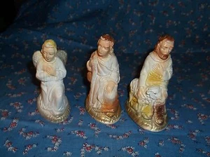 Vintage Nativty Pieces 2 Shepherds Angel Angel is 3 Inch High - Picture 1 of 5
