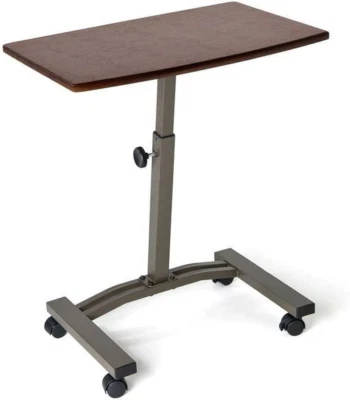 Mobile Laptop Computer Desk Cart Height-Adjustable from 20.5" to 33" Slim Walnut - Image 1 of 4