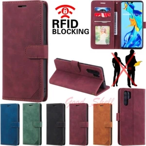 Funda de cuero billetera con bloqueo RFID para Huawei P30 Pro P20 Honor 10 20 Lite - Imagen 1 de 43