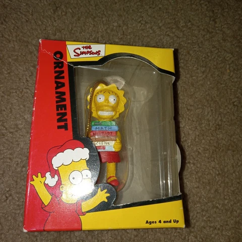 Vtg 2003 Simpsons LISA w/ books Christmas Holiday Ornament  NIB Cover