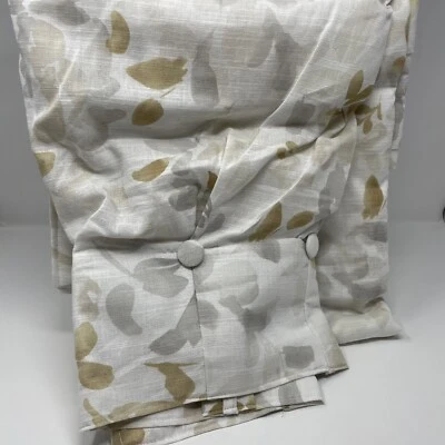 DKNY FLUTTER Inverted Pleat Window Curtain Panels Branches Gold Gray 32"x 96" - Image 1 of 4