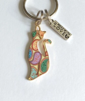 Beautiful pretty Paisley Cat Keyring Bagcharm sweet useful gorgeous gift💕😺🗝️ - Image 1 of 3
