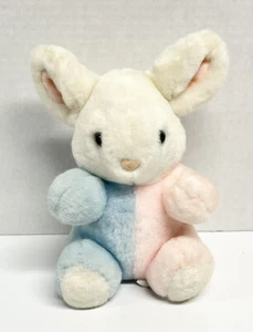 Bantam Plush Wind-up Musical Bunny 8" Plush Working It's Small World Pink Blue - Picture 1 of 5