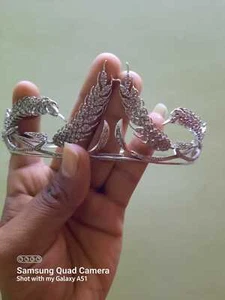 925 Sterling Silver ,Rose Cut Diamonds Tiara Crown - Picture 1 of 12